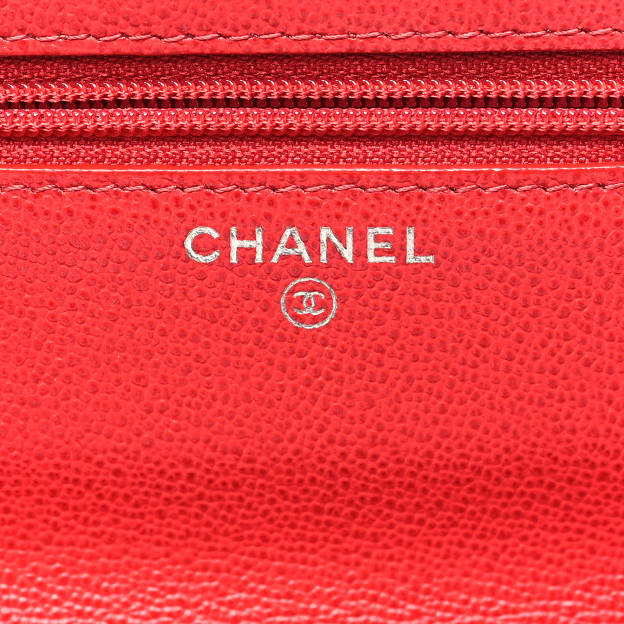 Chanel Grained Calfskin Quilted CC Box Wallet On Chain WOC Red Image 6