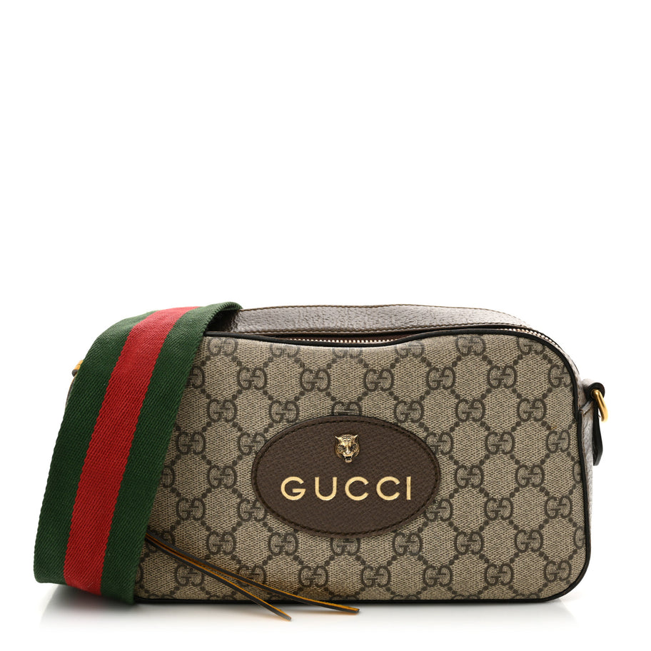 Gucci GG Supreme Monogram Web Neo Vintage Shoulder Bag Beige New Acero Crop Image 1