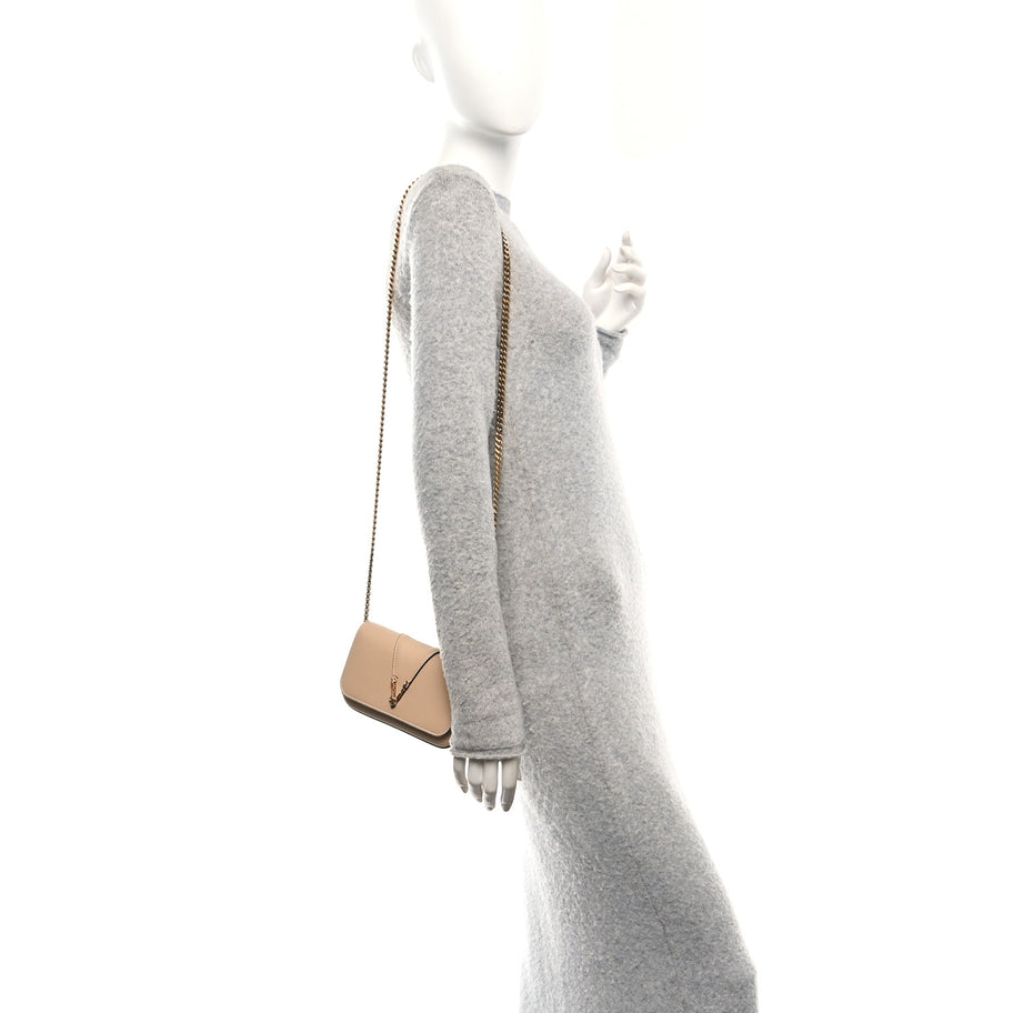 Versace Grained Calfskin Virtus Mini Chain Bag Beige Image 2