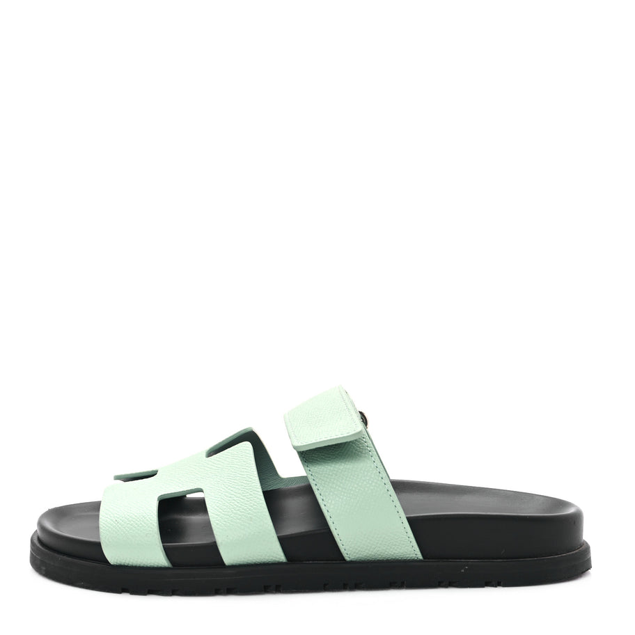 Hermes Epsom Womens Chypre Sandals 37.5 Vert Jade Image 1