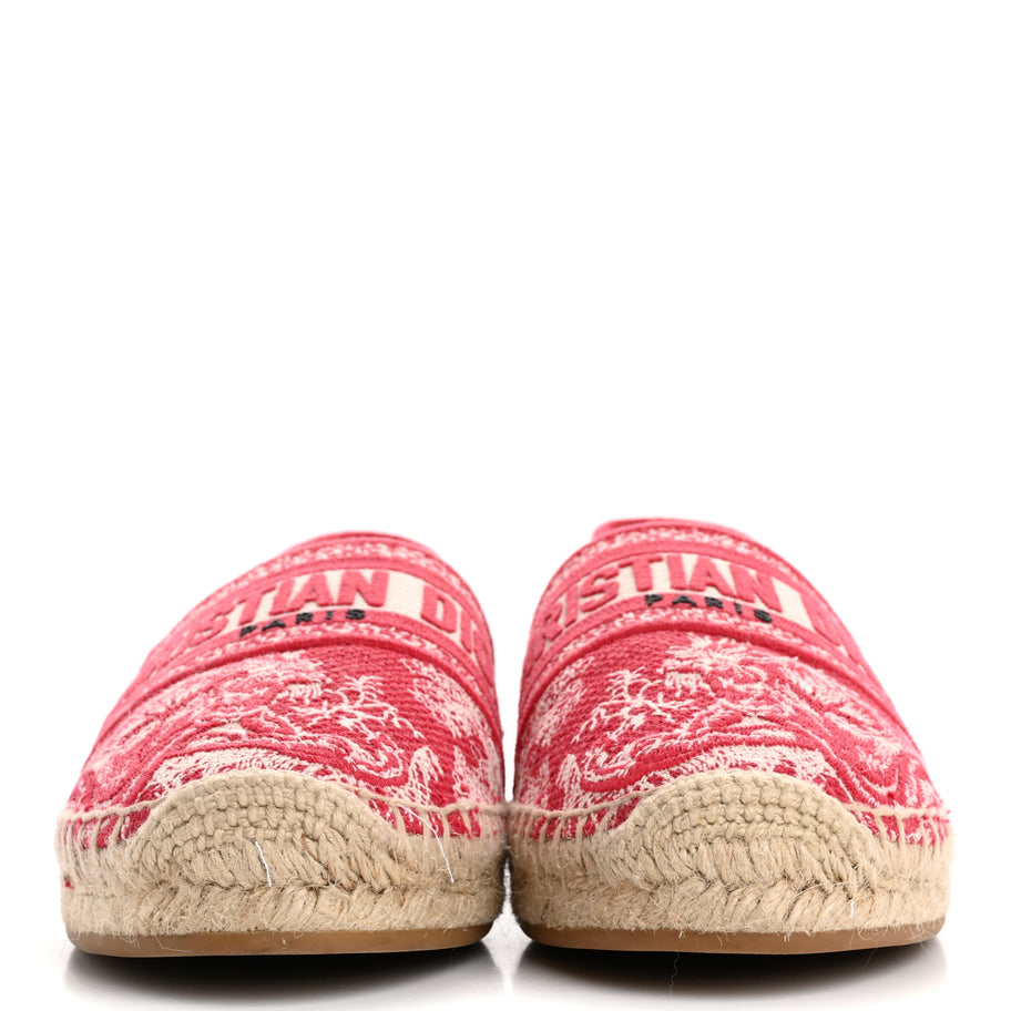 Christian Dior Embroidered Toile De Jouy Granville Espadrille 38.5 Raspberry Image 3