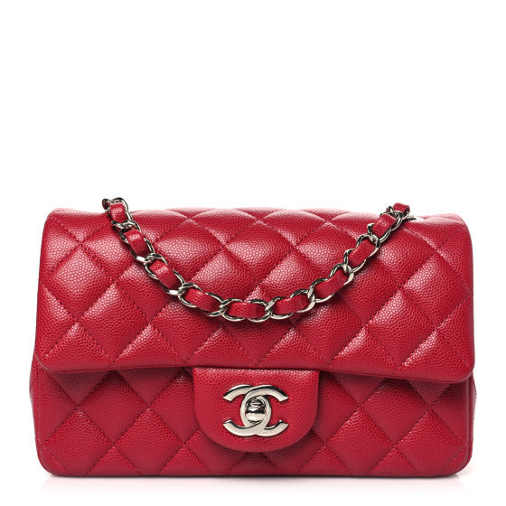  Chanel Caviar Quilted Mini Rectangular Flap Red