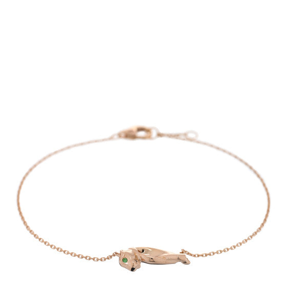 Cartier 18K Pink Gold Tsavorite Garnet Onyx Panthere Chain Bracelet Image 1