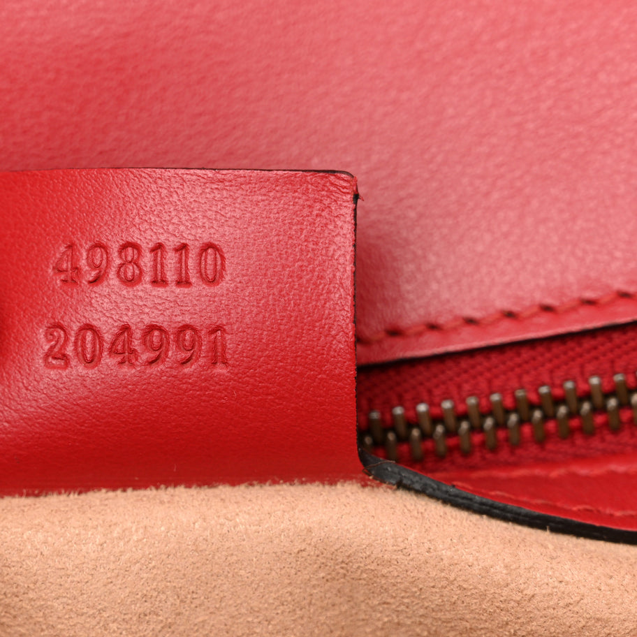 Gucci Calfskin Matelasse Small GG Marmont Top Handle Shoulder Bag Hibiscus Red Image 7