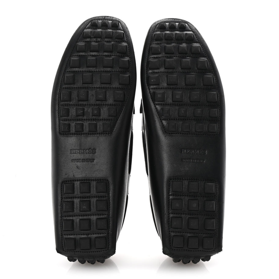 Hermes Supple Calfskin Mens Irving Driving Moccasin Loafers 37 Black Image 6