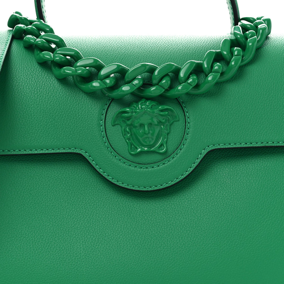 Versace Calfskin Large La Medusa Bag Green Image 7