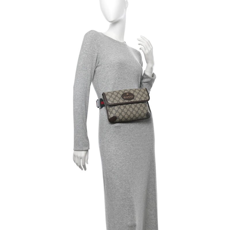  Gucci GG Supreme Monogram Neo Vintage Web Belt Bag Brown