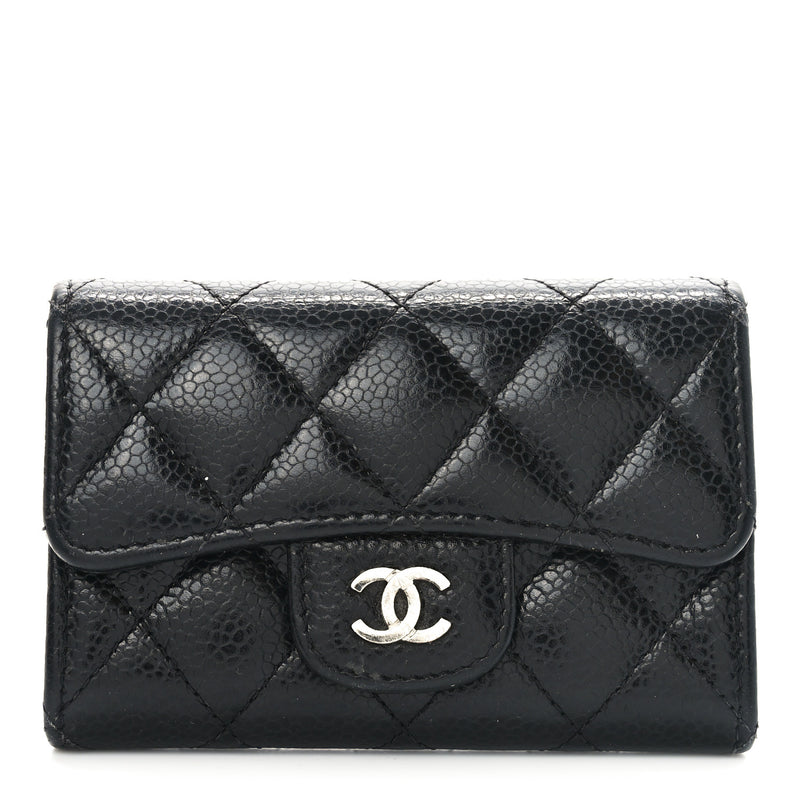  Chanel Caviar Quilted Flap Card Holder Black