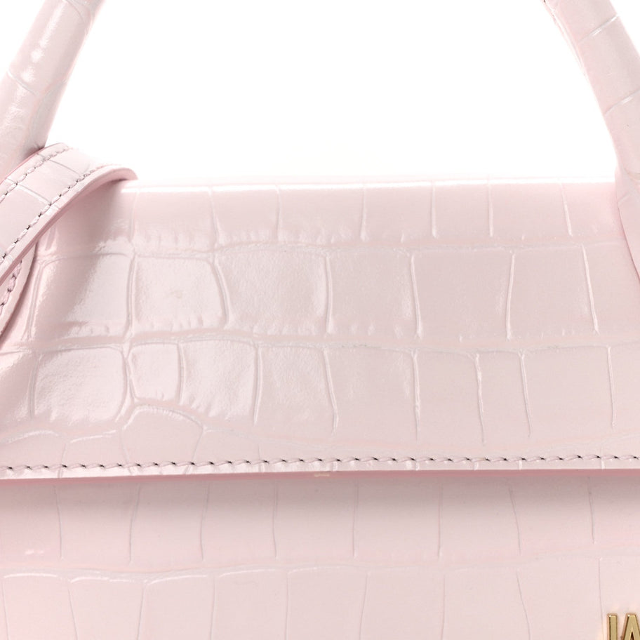 Jacquemus Calfskin Crocodile Embossed Le Chiquito Long Pale Pink Image 7