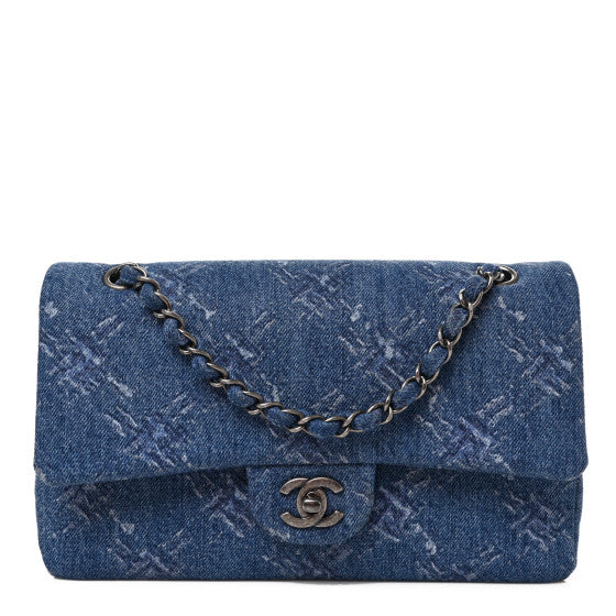 Chanel Denim Bleached Chain Medium Double Flap Blue Image 1