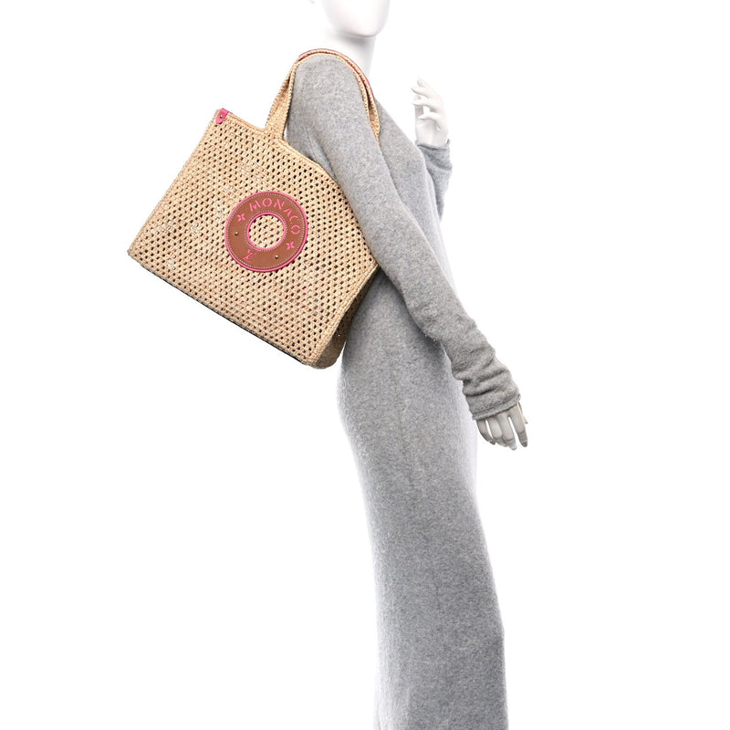  Louis Vuitton Raffia Calfskin Monaco OnTheGo MM Rose