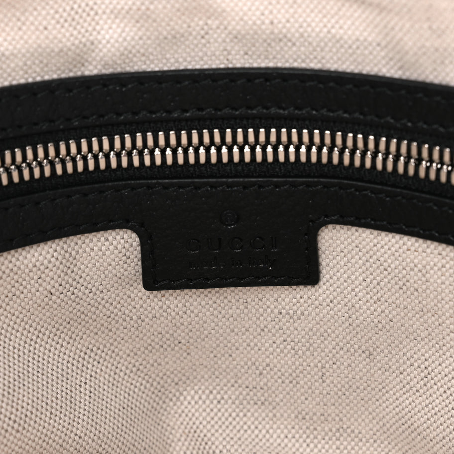 Gucci Canvas Logo Embossed Black Tote Beige Image 6