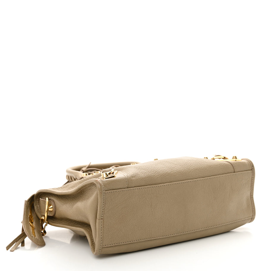Balenciaga Chevre Gold Metallic Edge Hardware City Beige Latte Image 4