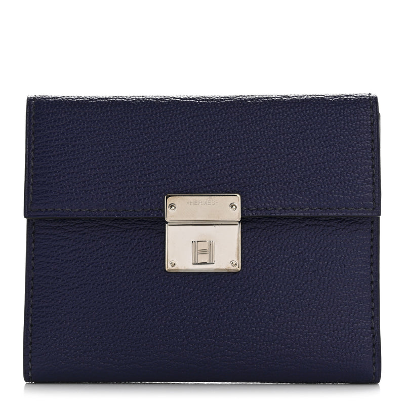  Hermes Chevre Mysore Mini Clic Card Holder Bleu Encre
