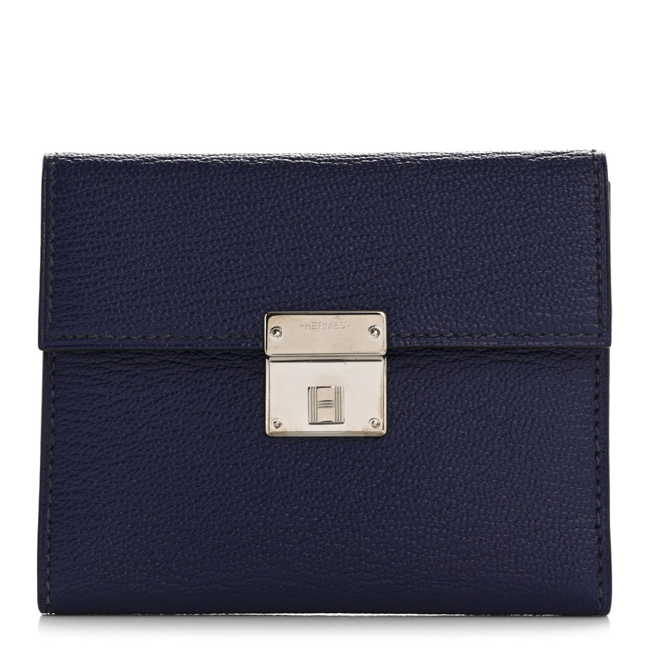Hermes Chevre Mysore Mini Clic Card Holder Bleu Encre Image 1