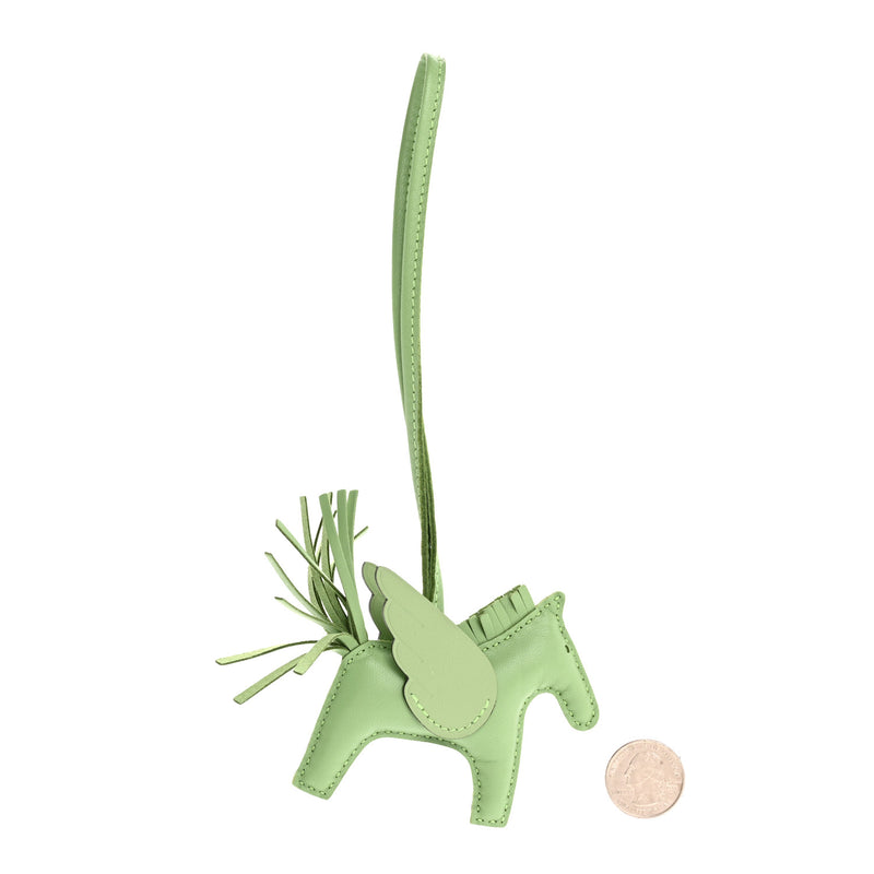  Hermes Milo Lambskin Grigri Rodeo Pegase Horse Bag Charm PM Vert Criquet