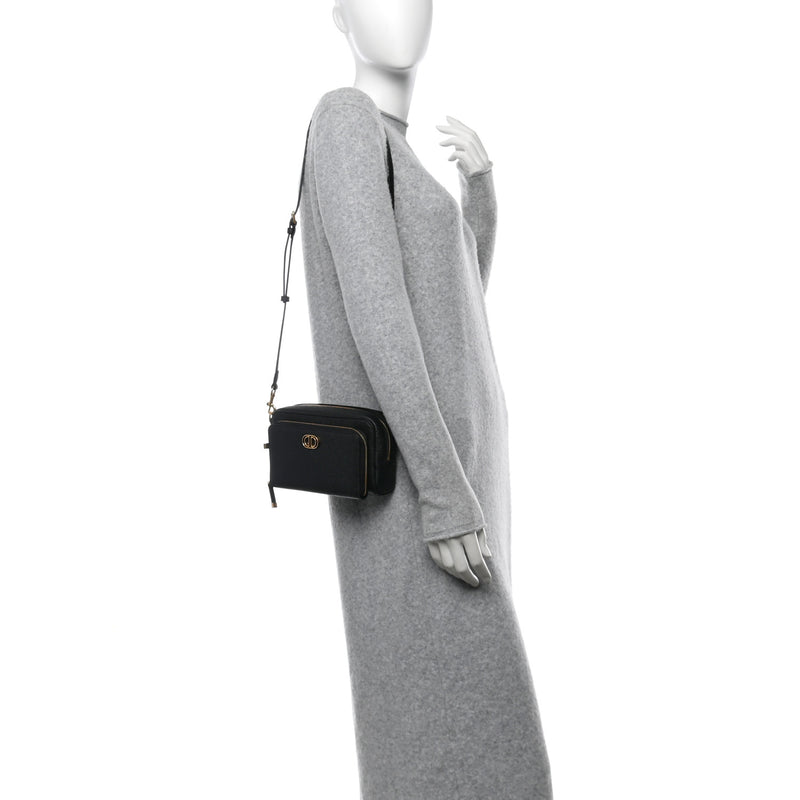  Christian Dior Grained Calfskin Caro Double Pouch Black