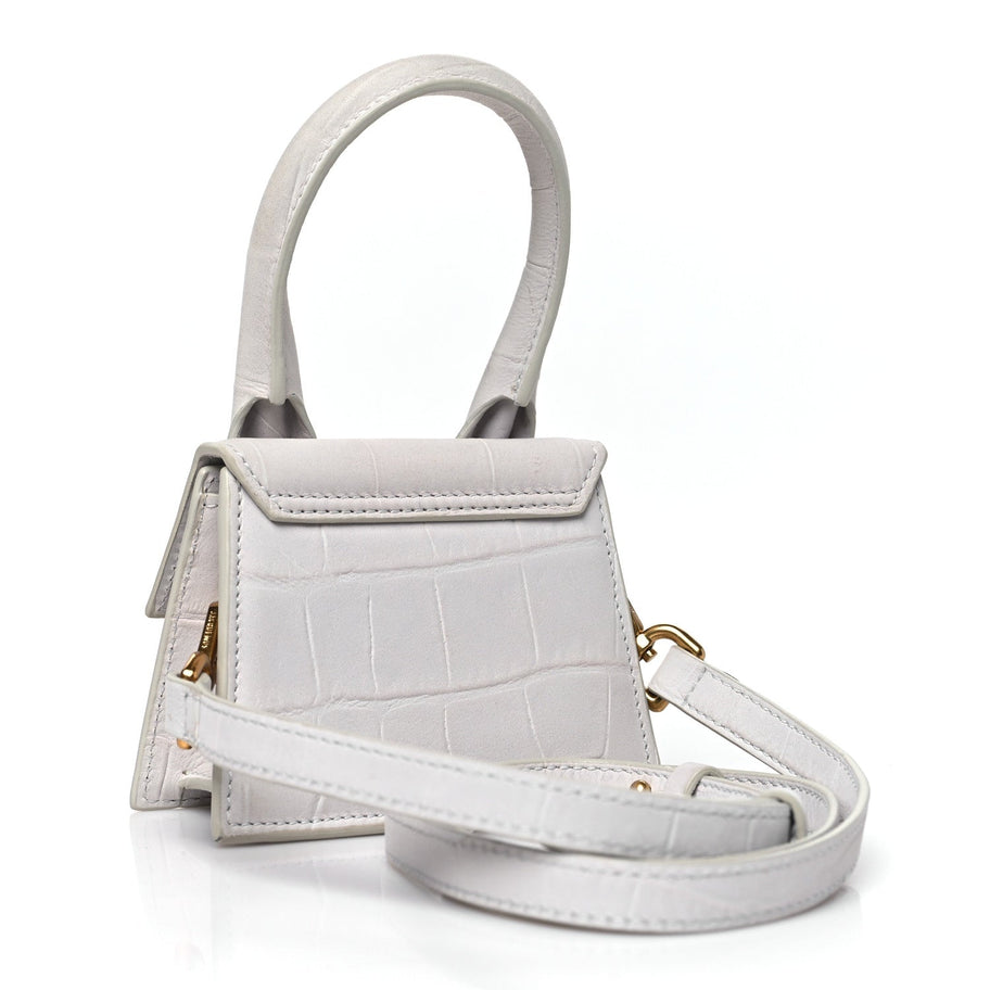 Jacquemus Suede Crocodile Embossed Le Chiquito Grey Image 3