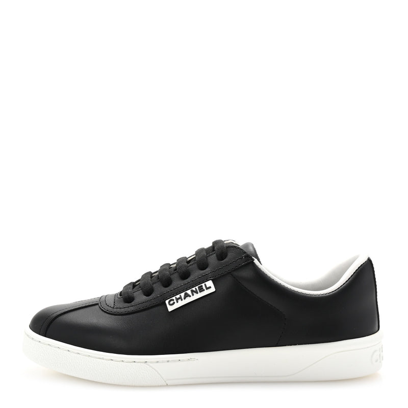  Chanel Calfskin CC Uniform Womens Sneakers 37 Black