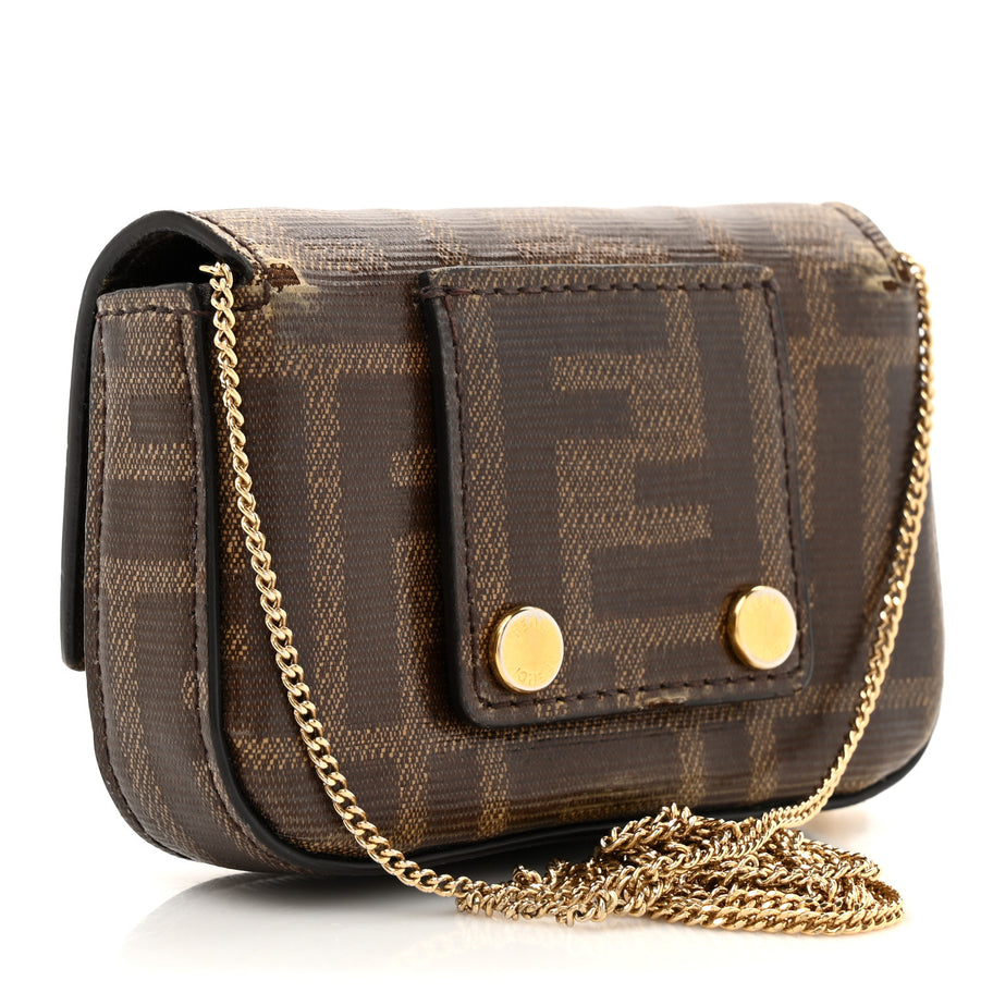 Fendi Glazed Fabric FF 1974 Nano Baguette Belt Charm Mogano Panna Image 3