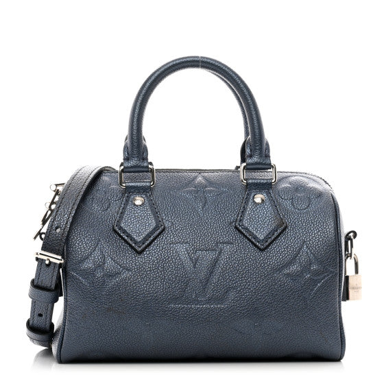  Louis Vuitton Metallic Empreinte Monogram Giant Speedy Bandouliere 20 Navy Nacre