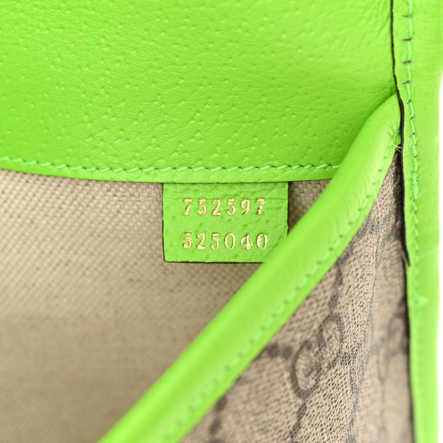 Gucci GG Supreme Monogram Web Small Ophidia Belt Bag Beige Ebony Electric Green Image 7