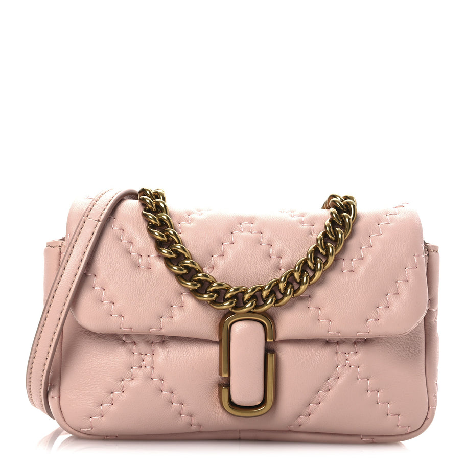 Marc Jacobs Lambskin Quilted J Marc Mini Shoulder Bag Rose Image 1