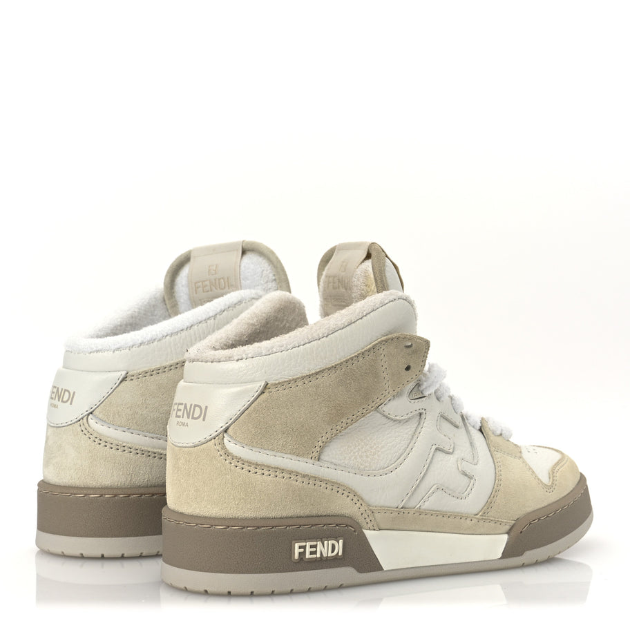Fendi Suede Vitello Match High Top Sneakers 37 Ice White Ice Fendi White Image 5