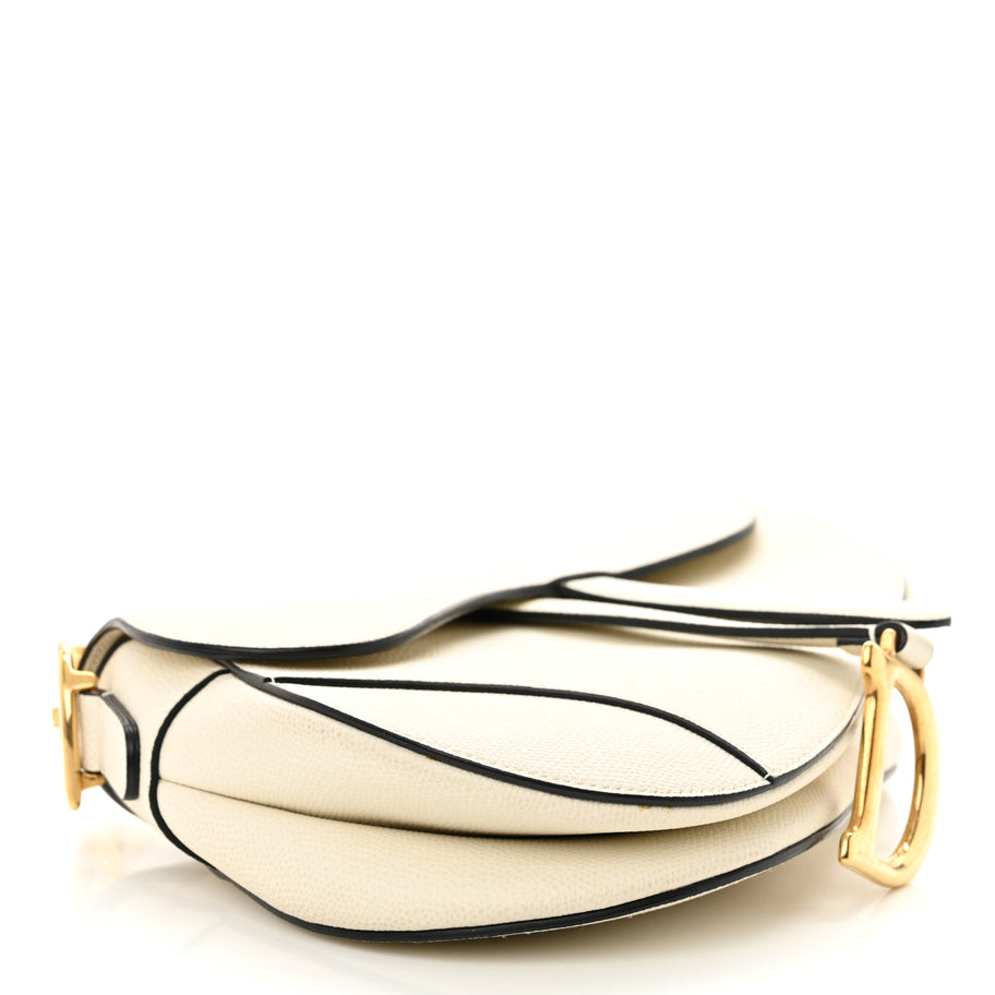 Christian Dior Grained Calfskin Saddle Bag White Image 4