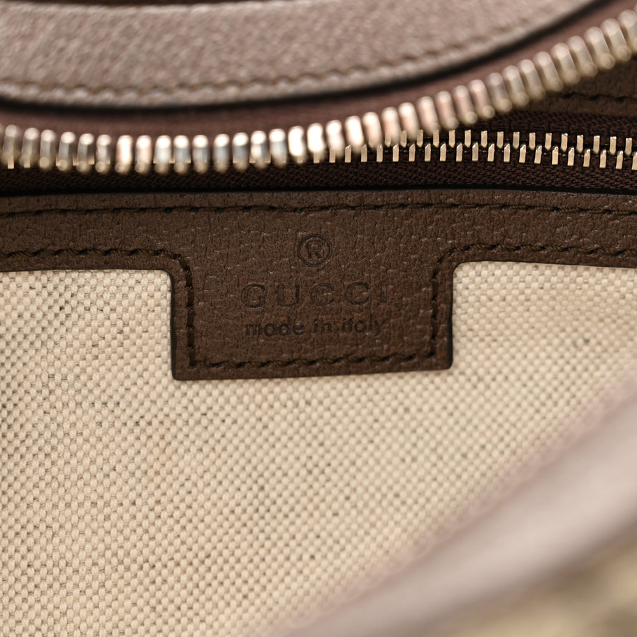 Gucci GG Supreme Monogram Textured Calfskin Web Large Attache Shoulder Bag Beige Ebony New Acero Image 7