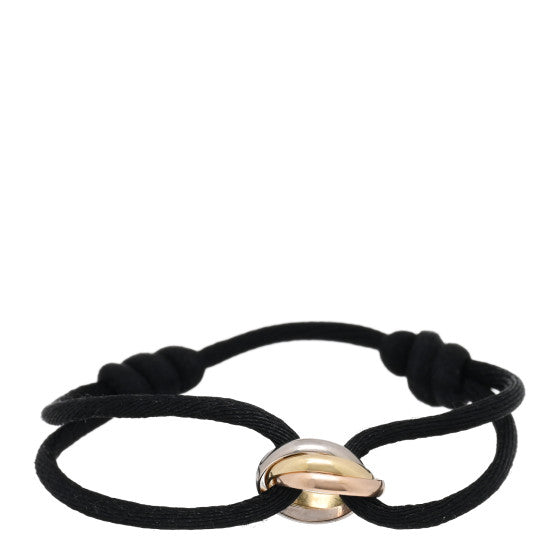  Cartier 18K Pink Yellow White Gold Trinity Adjustable Cord Bracelet Black, BW1906256
