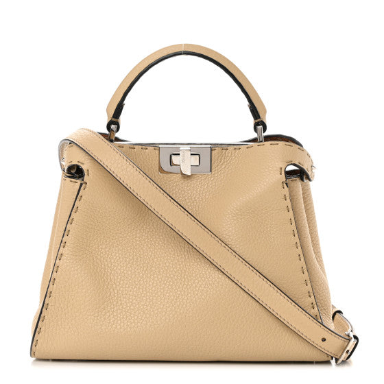 Fendi Cuoio Romano Selleria Medium Peekaboo Iconic Essentially Satchel Paglia Latte Mou Image 1