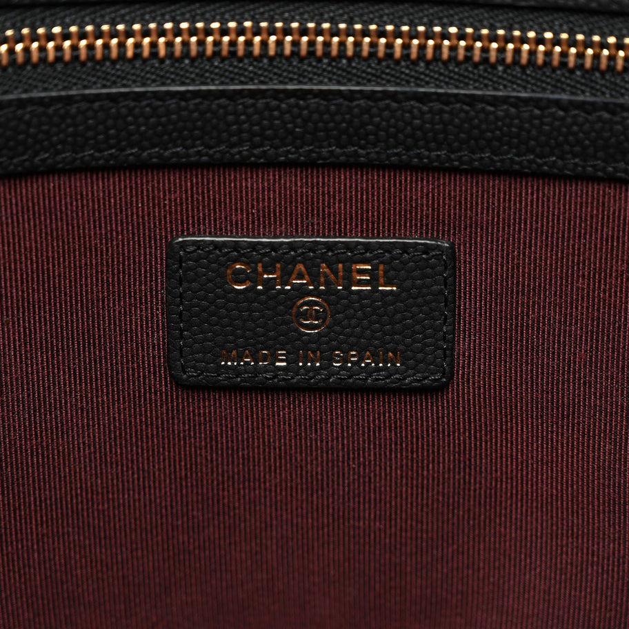 Chanel Caviar Chevron Quilted Large Cosmetic Case Black Image 6