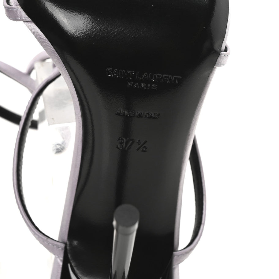 Saint Laurent Crepe Satin Baliqua 105 Ankle Strap Sandals 37.5 Poly Grey Image 7