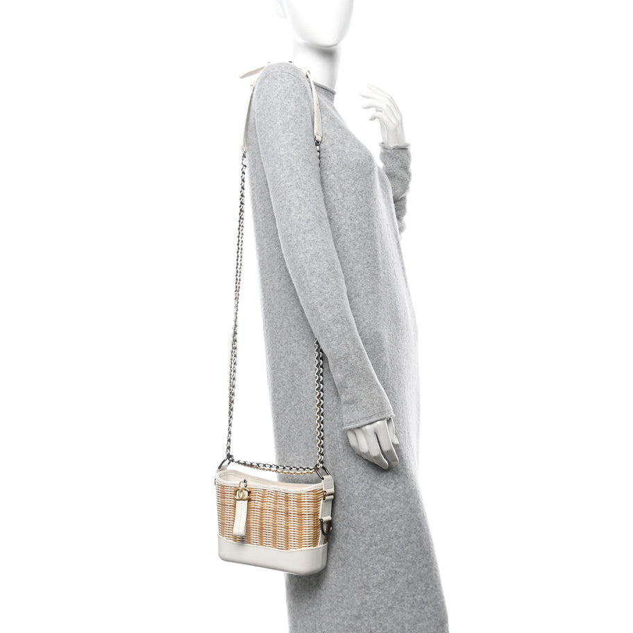 Chanel Rattan Calfskin Small Gabrielle Hobo Beige Ivory Image 2