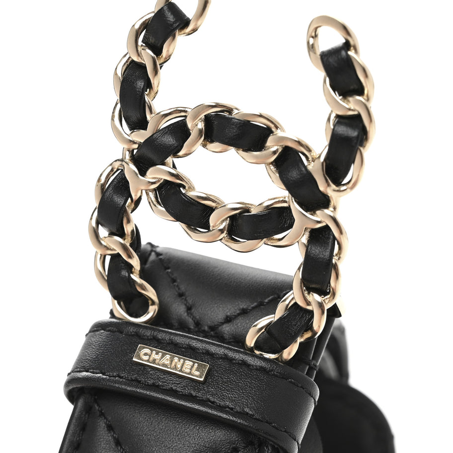 Chanel Calfskin Quilted CC Chain Belt 80 32 Black Image 7