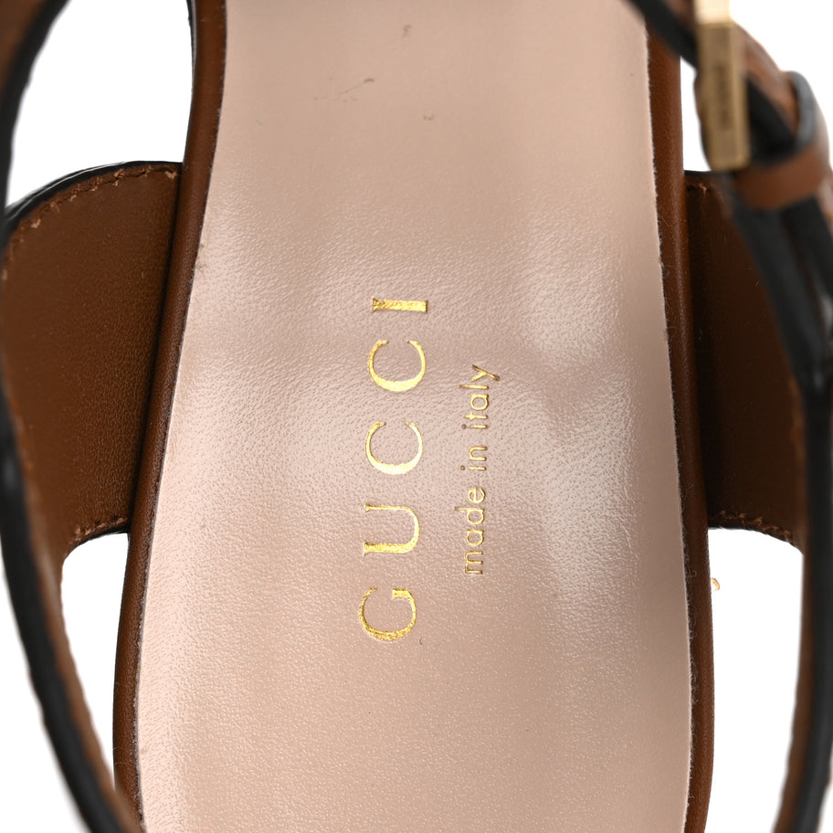 Gucci Cosmos Softy Calfskin Wooden InterLocking G Cut-Out 30/120mm Platform Sandals 35.5 Cuir Image 7