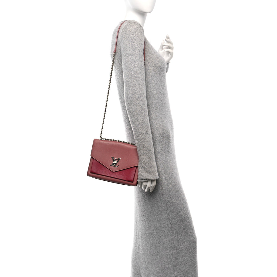 Louis Vuitton Soft Calfskin Mylockme Chain Bag BB Rose Boudoir Lie De Vin Image 2