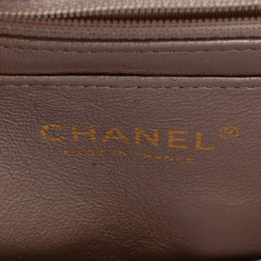 Chanel Metallic Lambskin Perforated Mini Rectangular Flap Light Gold Image 6