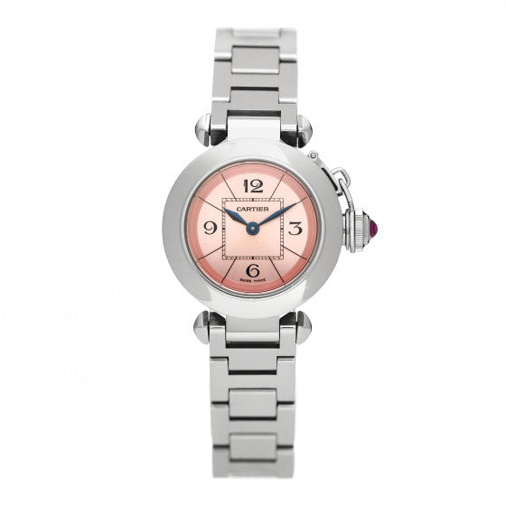  Cartier Stainless Steel 27mm Miss Pasha Quartz Watch Pink