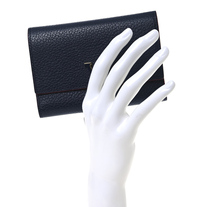  Louis Vuitton Taurillon Capucines Compact Wallet Marine Rouge