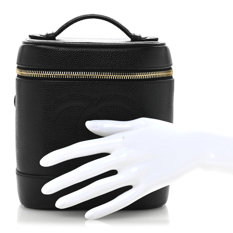  Chanel Caviar Vanity Cosmetic Case Black