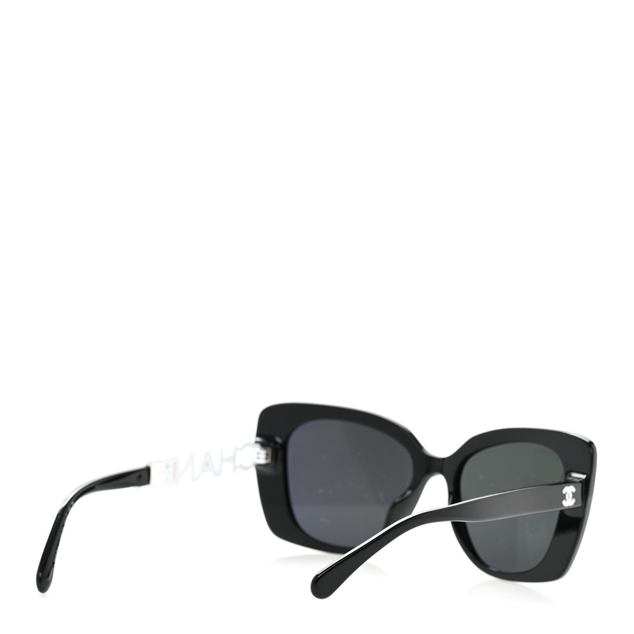 Chanel Acetate Strass Square Sunglasses 5422-B-A Black White Image 4