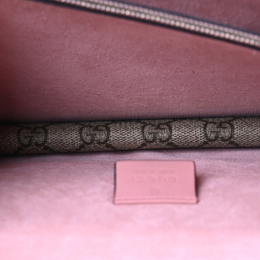 Gucci GG Supreme Monogram Suede Crystal Small Dionysus Shoulder Bag Beige Ebony Light Peonia Image 5