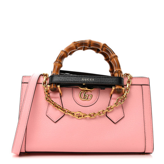 Gucci Textured Dollar Calfskin Web Small Diana Shoulder Bag Wild Rose Black Image 1