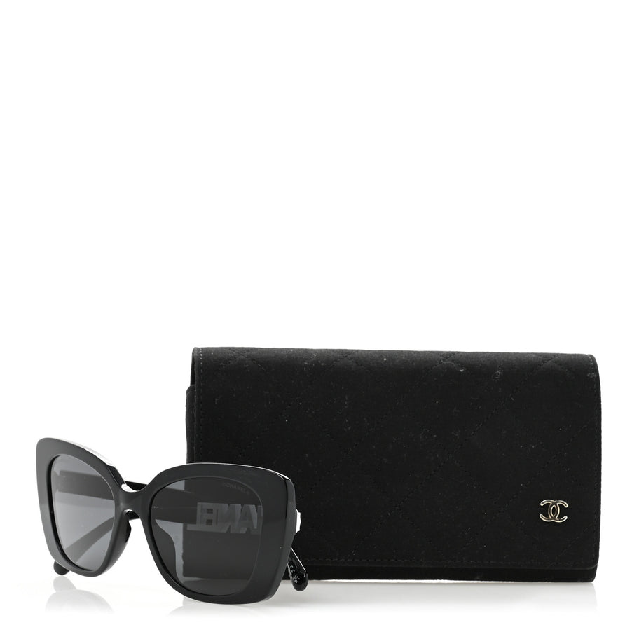 Chanel Acetate Strass Square Sunglasses 5422-B-A Black White Image 7