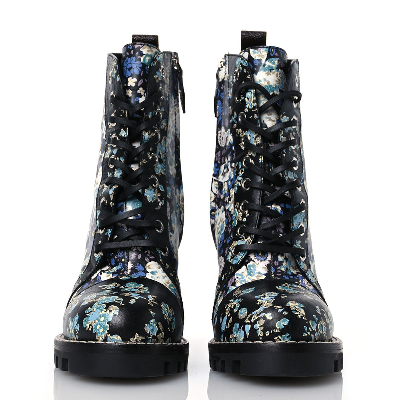 Louis Vuitton Calfskin Floral Star Trail Ankle Boots Black