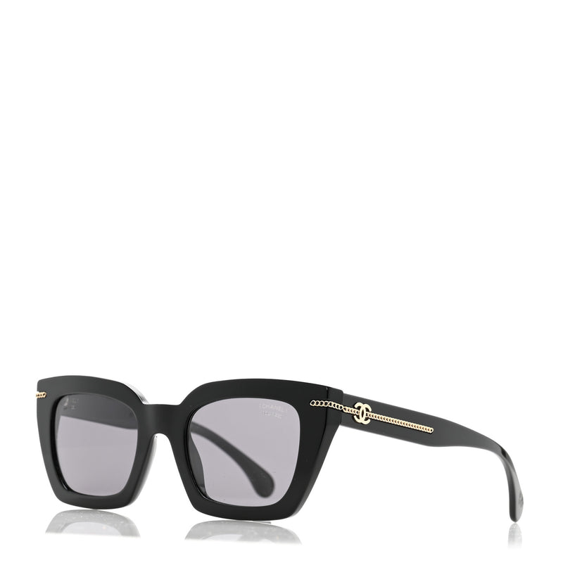  Chanel Acetate Square Sunglasses 5509-A Black