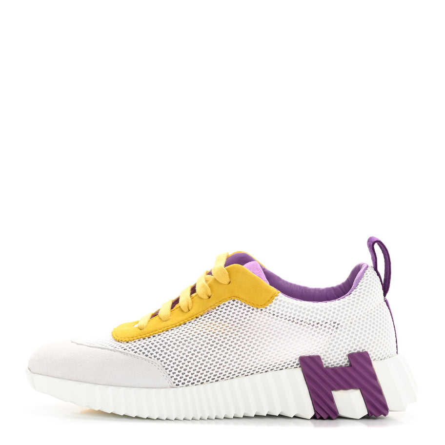 Hermes Air Mesh Suede Goatskin Bouncing Sneakers 36 White Multicolor Image 1