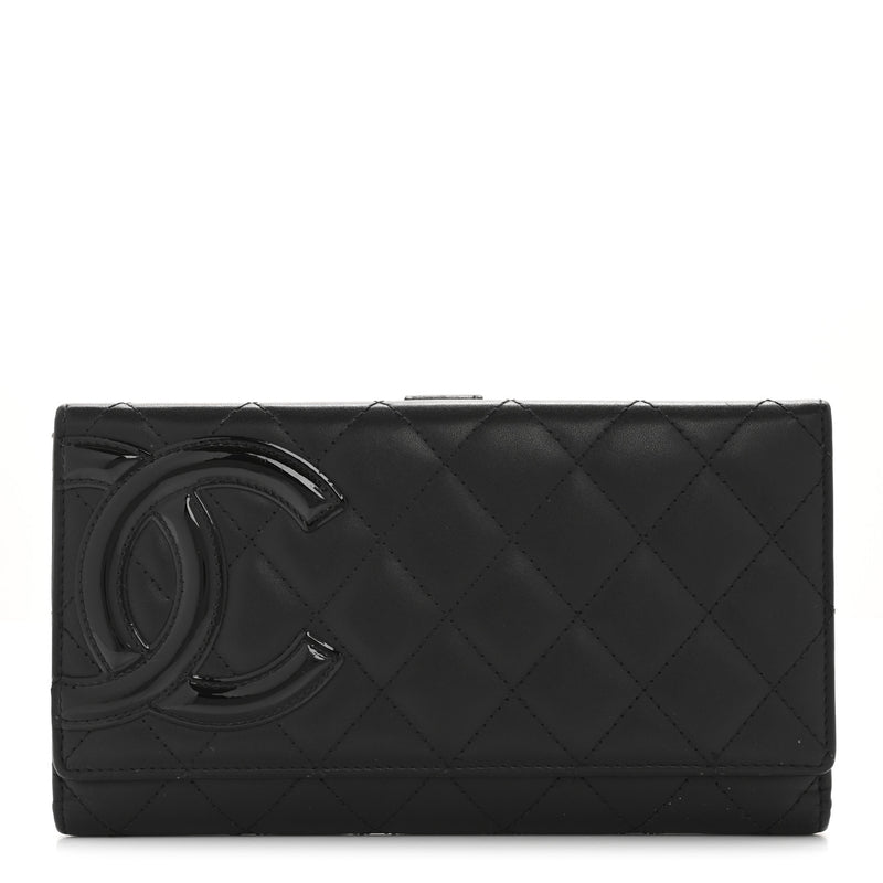  Chanel Calfskin Quilted Cambon Long Double Wallet Black